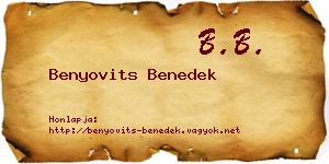 Benyovits Benedek névjegykártya