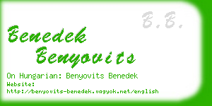 benedek benyovits business card